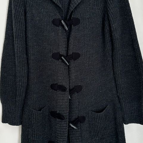 Lang Mexx strikket cardigan i grå/sort str XL selges