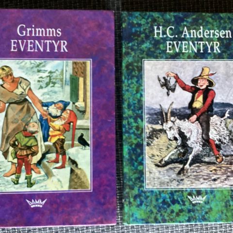 2 eldre Eventyr bøker «GRIMM»1994-«ANDERSEN»1995,H.23,5 cm B. 17 cm