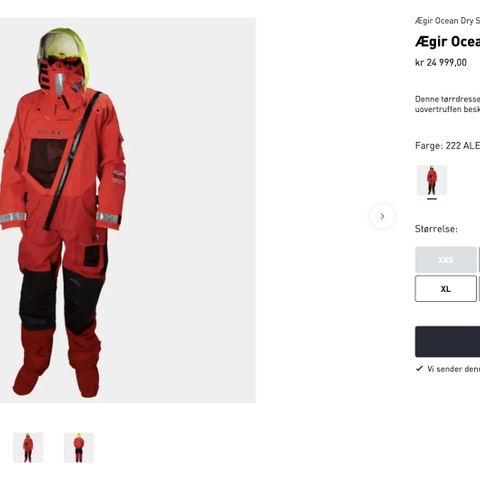 MEN'S ÆGIR OCEAN DRY SUIT 2 Stk Str L og M