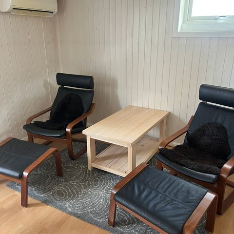 To stoler, bord og teppe