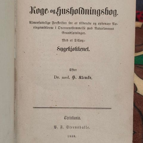 Klencke, H.:  Chemisk kogebog (1859)