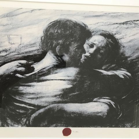 Odd Nerdrum: Flott serigrafi/Silketrykk "Omfavnelsen" merket 90 eks.