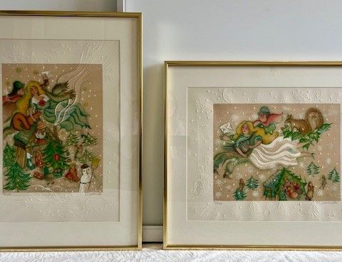 Rimelig - to dekorative bilder på salg - malt av Francoise Deberdt
