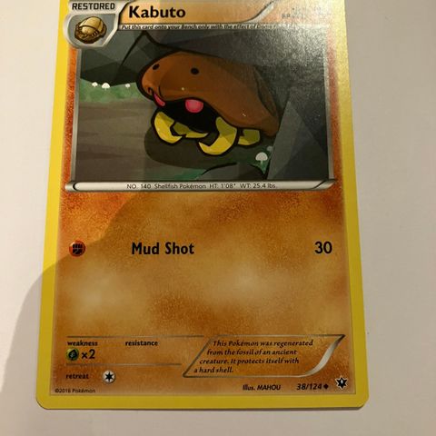 Kabuto 38/124 Pokemon kort