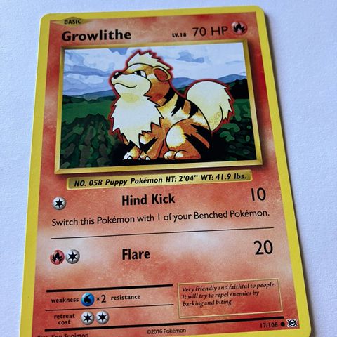 Growlithe 17/108 Pokemon kort