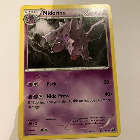 Nidorino 44/114 Pokemon kort