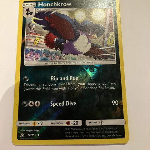 Honchkrow 72/156 Pokemon kort Reverse holo