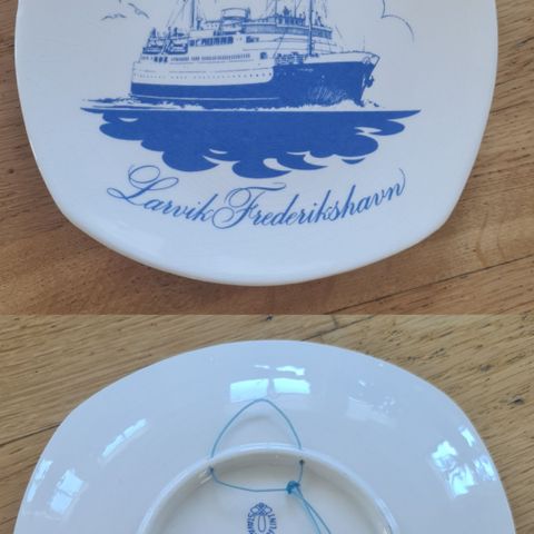 Samle objekt -6 Fajansetallerkener Sjøfart Larvik Line i porselen