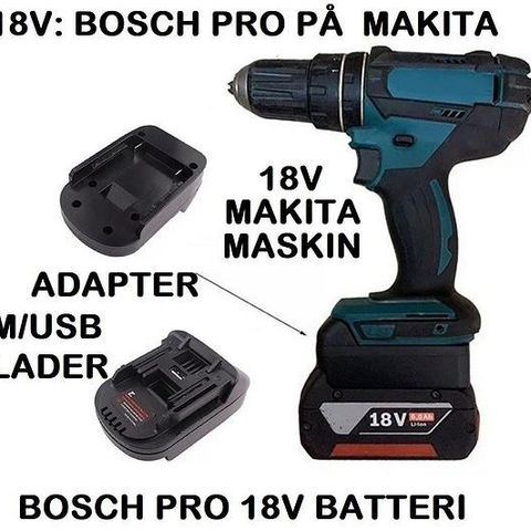 Adapter: Bosch Proffesional 18V batterier på Makita 18V maskiner