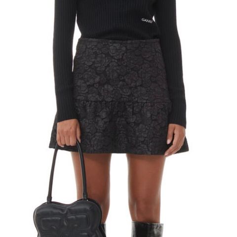 Ganni BLACK JACQUARD MINI-SKJØRT