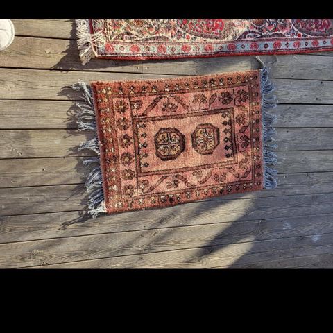 Persisk afghanske teppe håndknittet 50x65cm vintage