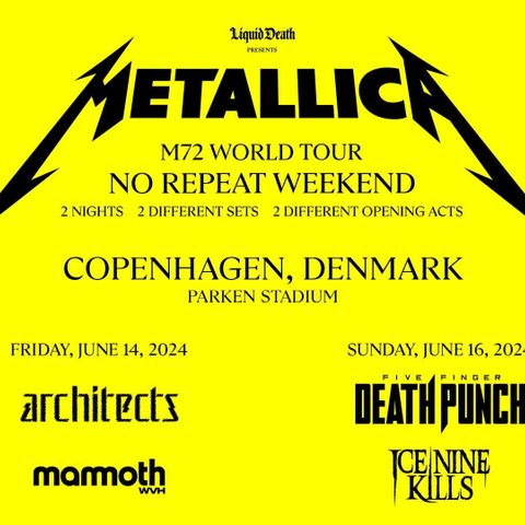 Metallica world tour 2024, 14. og 16. juni, Parken stadion
