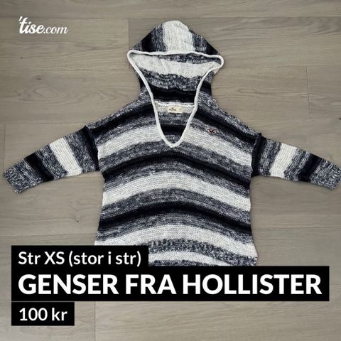 Hollister hettegenser (str XS - stor i str)