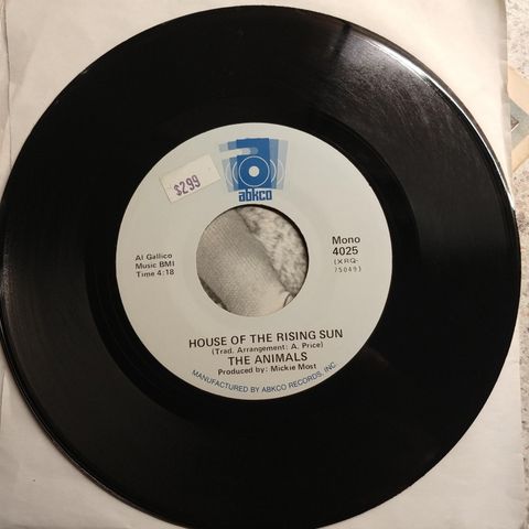 House of the Rising Sun, The Animals, Single 45