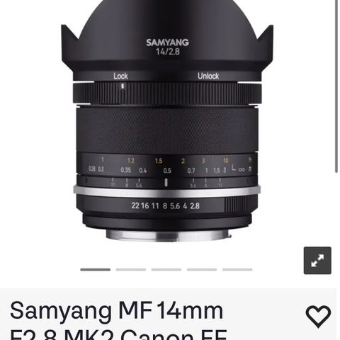Samyang MF 14mm F2.8 til Canon EF ønskes kjøpt