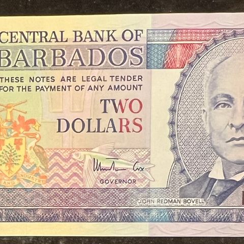 BARBADOS.  2 DOLLAR. 1999.  P-54b.  UNC