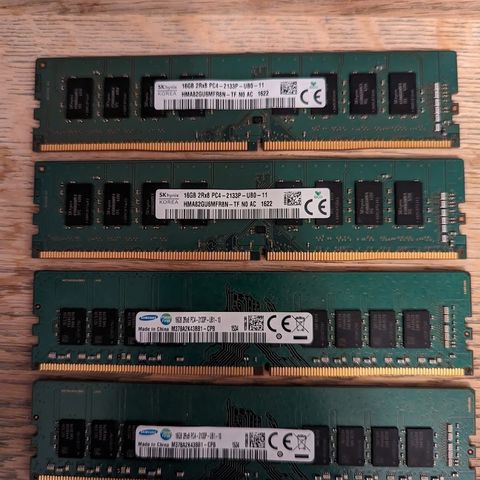 64GB (4x16GB) DDR4 UDIMM 2133MHz RAM Samsung/Hynix