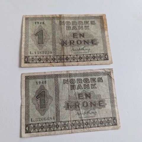 1 krone 1948 (2 sedler)