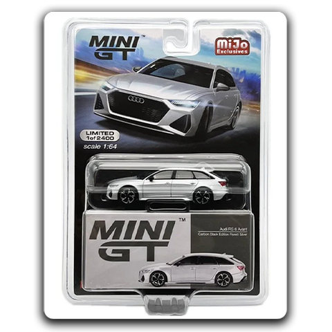 Mini GT 1:64 Audi RS 6 Avant Carbon Black Edition Florett Silver, MGT00372-MJ
