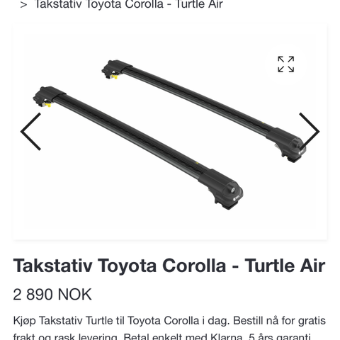 Takstativ til Toyota Corolla 2019-2024