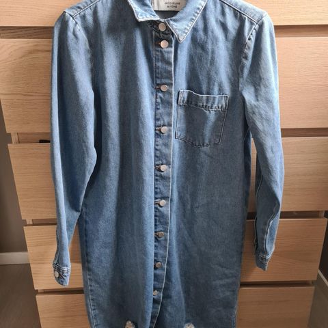 Denim/dongeri skjortekjole str M 38