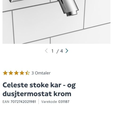 Celeste stoke kar- og dusjtermostat krom