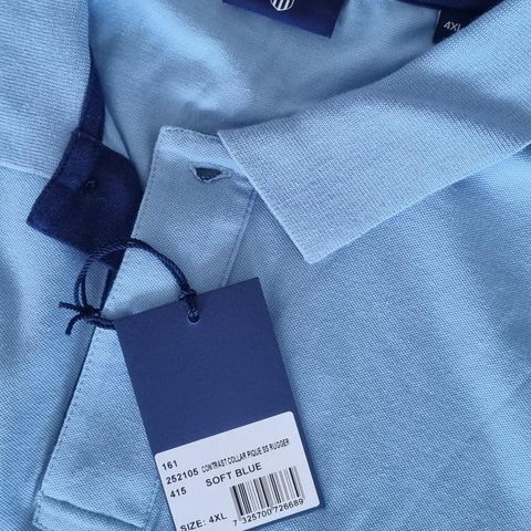 ~Ny~ Gant pique soft blue str. 4XL nypris kr.1100,-