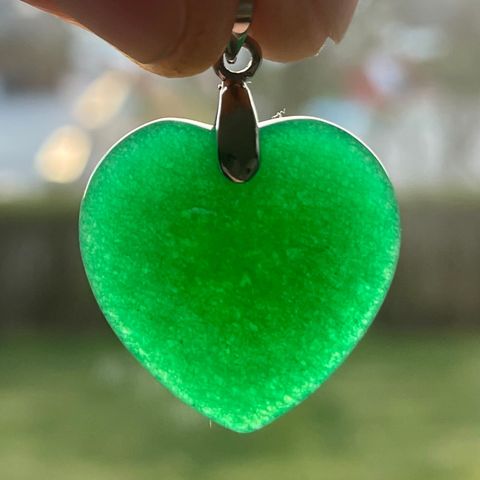 pendant green heart,18kgp