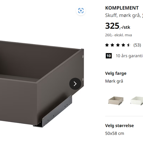 Deler til IKEA Pax svart (utgått farge) og mørk grå
