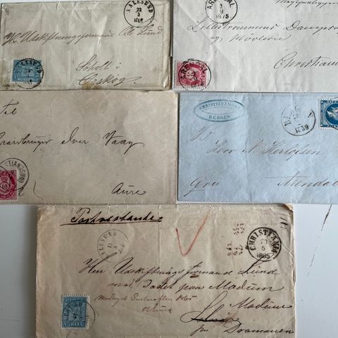 5 gamle brev fra før 1900, gratis porto!
