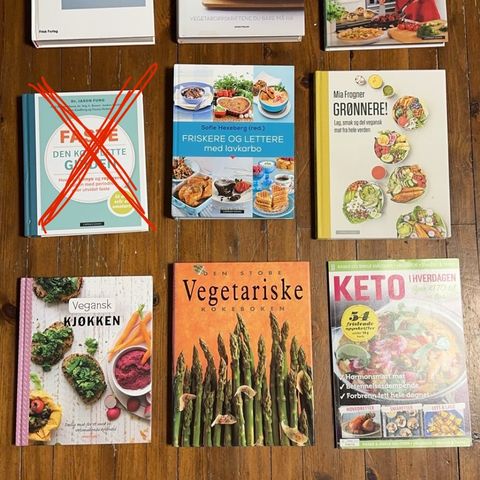 Kokebøker vegansk, vegetarisk, keto osv