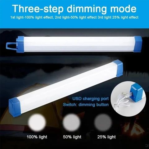 30 cm LED oppladbart rør campinglys Magnetisk
