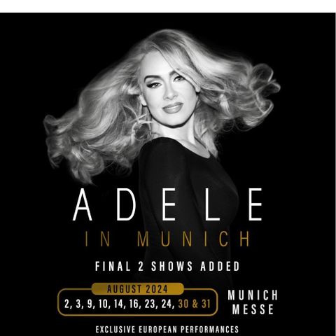 Adele konsert i München, 3 billetter (10 august)