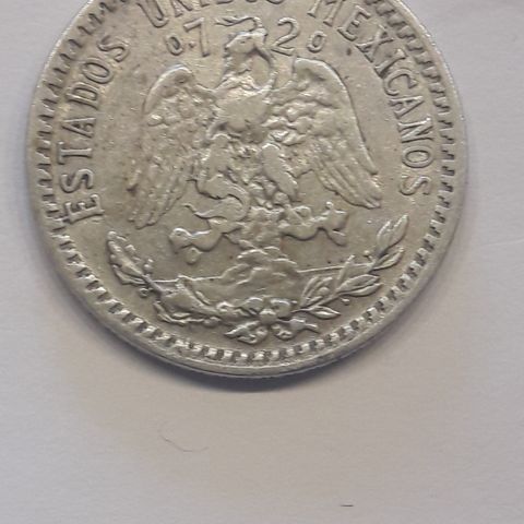 Sølvmynt fra Mexico,  20 centavos 1928.