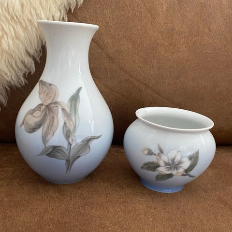 Retro Lyngby Copenhagen vaser porselen 16,5 cm og 8,3 cm
