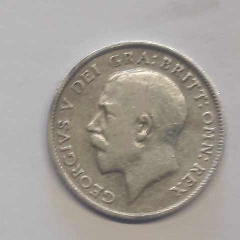 Mynt fra UK, i sølv,6 pence i fra 1916
