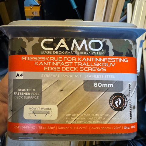 Camo Terasse skruer og Camo pro-nb 3,2 skrumal