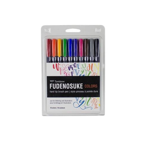 Tombow – WS-BH-10P – Kalligrafipenn Fudenosuke Colors – 10-pack UTEN PAKKE