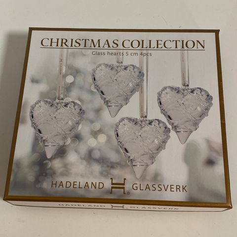 HADELAND CHRISTMAS COLLECTION GLASS HJERTER 4 STK