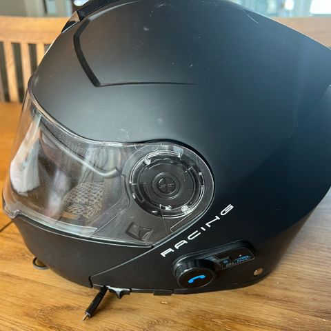 Flip-up hjelm NEX Racing med bluetooth og solbriller. Str S