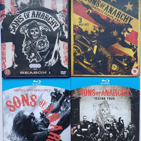 "SONS OF ANARCHY" sesong 1-4 Bluray/DVD