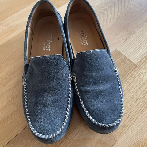 Gabor, lave sko, mokasin, loafers str. 6/ 39, gråblå