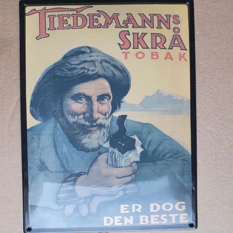 TIEDEMANNS.  SKRÅ TOBAK.. EMALJESKILT. SKILT. EMALJE SKILT. REPRO. EMALJE.