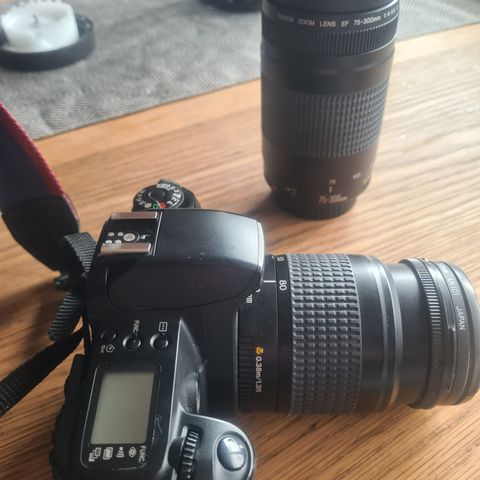 Canon EOS 500, analogt speilrefleks kamera + 300 mm linse