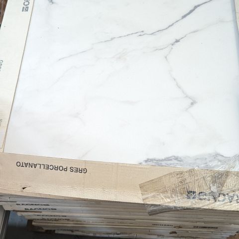 Fliser Ragno Statuario 60x60 hvit marmorert matt