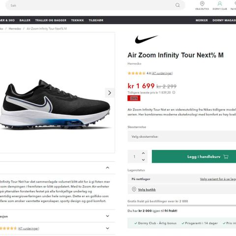Flunka nye golfsko fra Nike selges (herre)