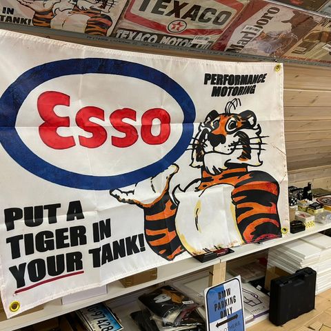 Esso Tiger Flagg Vegg Dekor 60 X 90 cm. Garasje , Bar