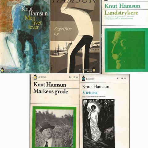 Knut Hamsun:   5 stk bøker     utgitt som Lanternebok, kr  20 per bok  -