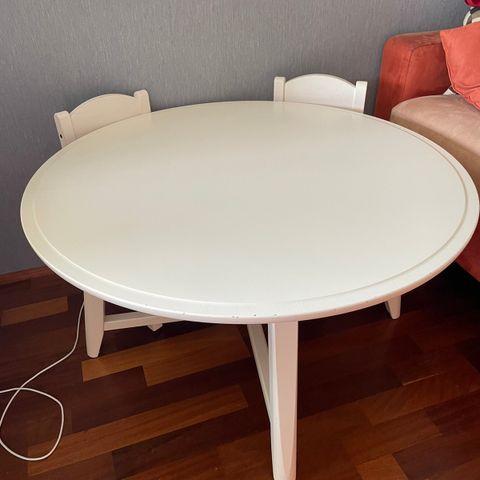 Rundt hvit bord brukt til barn -  diameter  90 cm