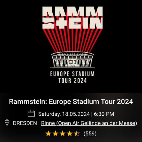 Rammstein Dresden 18.05.2024 billett til salgs